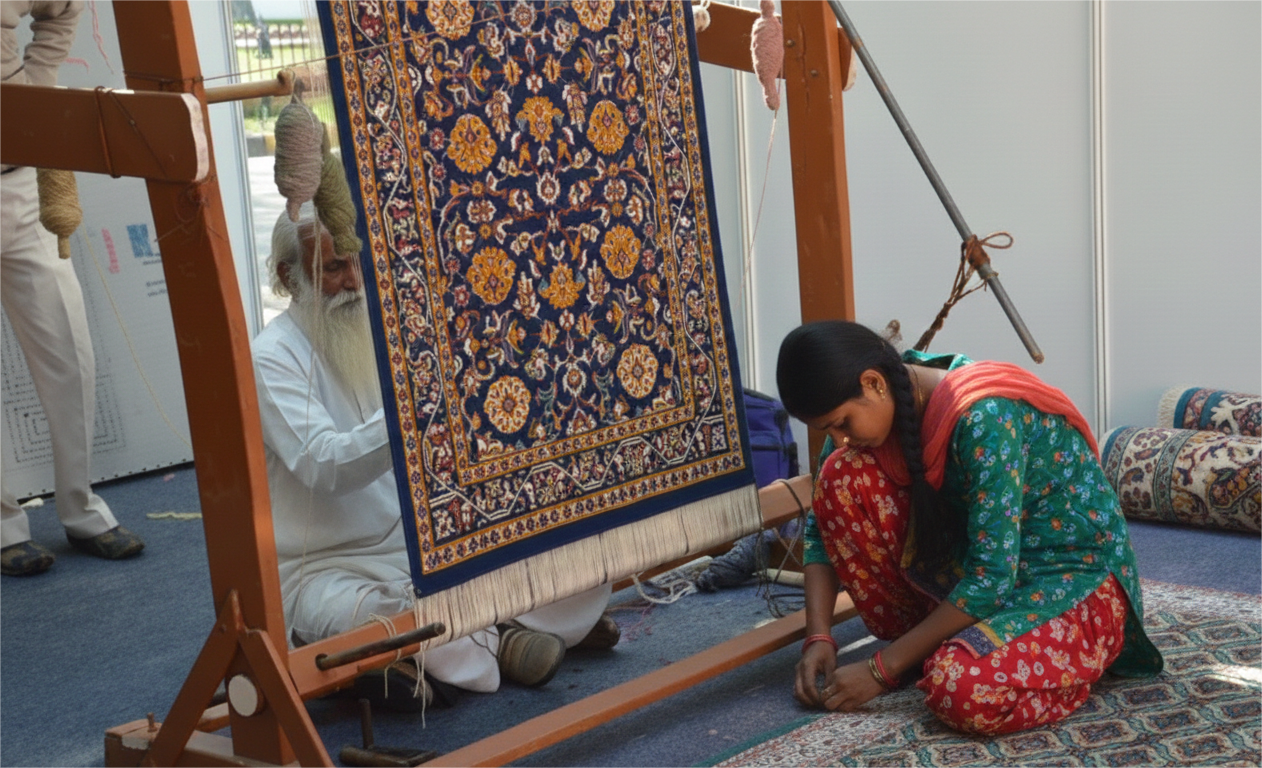 Handcrafted rug from Bhadohi